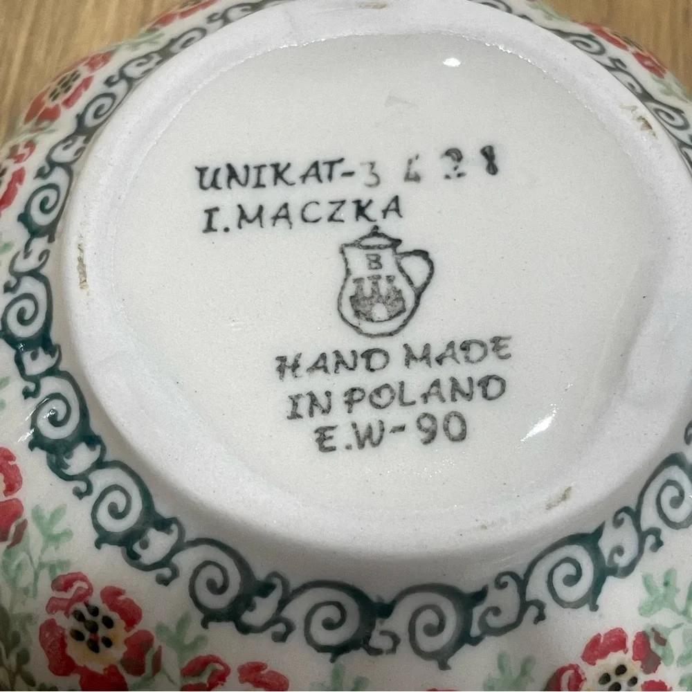 Polish  Pottery  Bowl UNIKAT-MACZKA HAND MADE IN POLANO E.W-90 Polish  Pottery